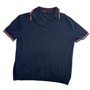 Banana Republic‎ Luxury Blend Polo Shirt Navy Blue Red Trim XL
